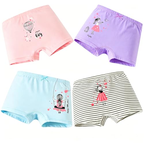 Core Pretty Cotton Underwear for Little Girls, 7-8 Years, Pack of 4
