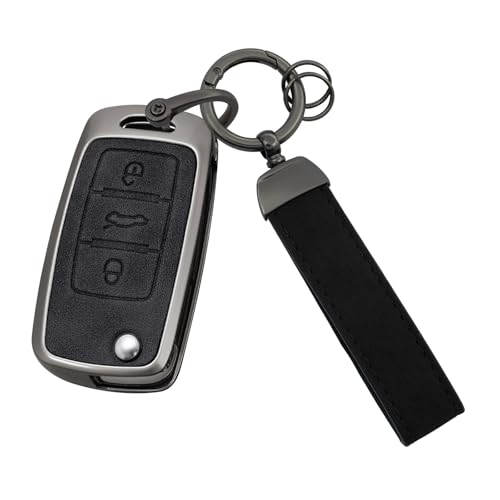 Coque de clé de voiture compatible Skoda Yeti Fabia Seat Leon étui noir anti-rayures