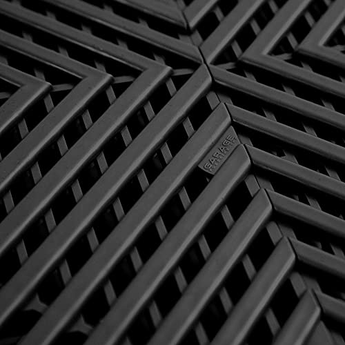 Incstores Nitro Snap-Together Garage Flooring Tiles, Non-Slip Interlocking Plastic Floor Tiles, Garage Organization, Workshops & Trailers | Vented Pattern, Midnight Black, 52 Tiles (52 Sq/Ft) #TOP3