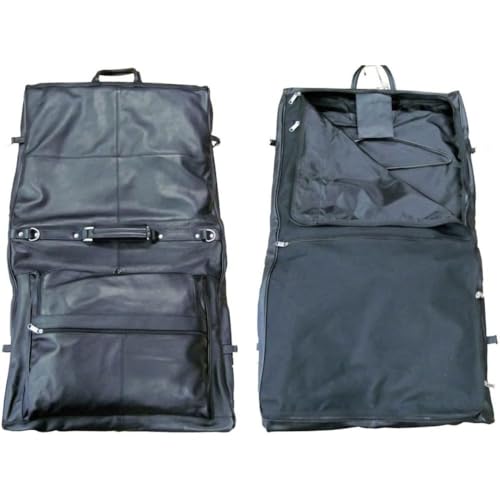 Black Leather Garment Bag Travel Carry-on for Men Fits Three Suits Durable Lightweight Luggage With Hanger Loop Shoulder Strap and Shoe Pocket for Business Trips and Weekend Getaways4