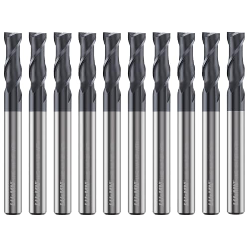 LU&amp;MN Carbide Square End Mill, 2 Flute, 1/4" 10 Piece