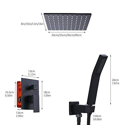 Mitigeur de douche effet pluie noir pour plafond de salle de bain - 7