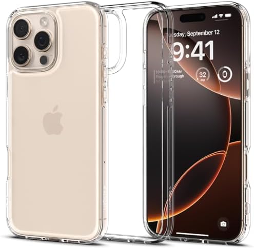 Spigen Ultra Hybrid Back Cover Case for iPhone 16 Pro Max, Clear Transparent, Durable Hybrid Structure - Polycarbonate + TPU | Crystal Clear