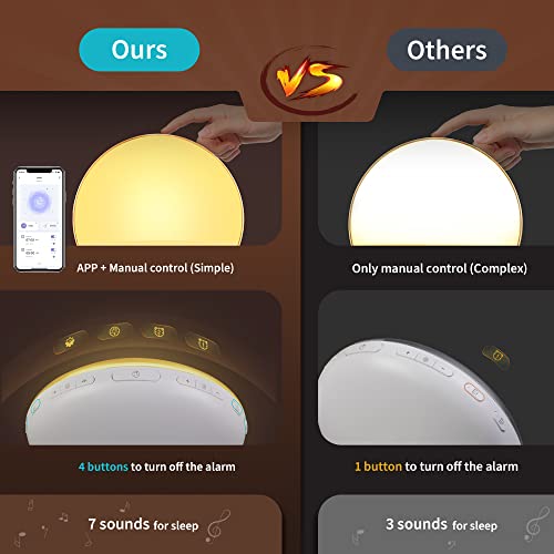 Ecozy Sunrise Alarm Clock For Heavy Sleepers, Smart Wake Up Light With Sunrise/Sunset Simulation, App & Voice Controlled, Natural Sounds & Fm Radio, 4 Alarms & Snooze, 7 Colors Night Light #TOP6