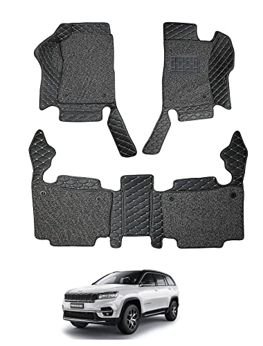 Image of Auto Hub Premium 7D car mat with Compass, Luxury Double-Stich 7d Car Floor Mat Complete Set, 100% Waterproof and Washable, Color : Black