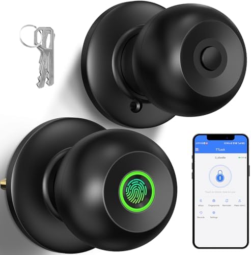 52HZ Fingerprint Door Knob with Lock, Smart Lock for Bedroom Door...