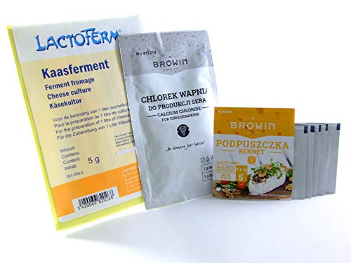 Biowin Présure Poudre 5g Chlorure de Calcium 10g + Lactoferm Mésophile Culture pour Fromage 5g Cover