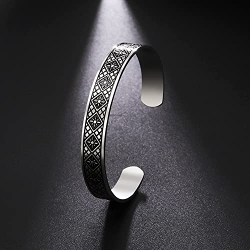 Kkjoy Sun Bracelet For Men Women Geometric Diamond Cube Bangle Vintage Gothic Stainless Steel Cuff Bracelet Pagan Amulet Cuff Bangle For Boys Girls Norse Wristband Jewelry Accessory #TOP1