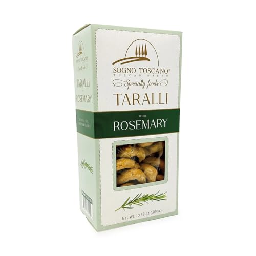 Sogno Toscano Italian Taralli with Rosemary - All Natural, Traditional Authentic Taralli recipe from Puglia region - 10.6oz
