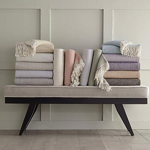 Sferra Celine Herringbone, 100% Cotton Throw Blanket - Slate Blue #TOP1
