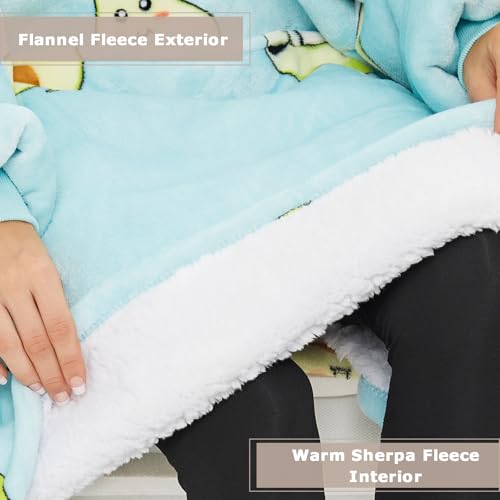 THREE POODLE Wearable Blanket Hoodie, Oversized Long Sherpa Sweatshirt Blanket for Adults Women Men, Warm Cozy Hooded Blanket, Gifts for Mom Girlfriend