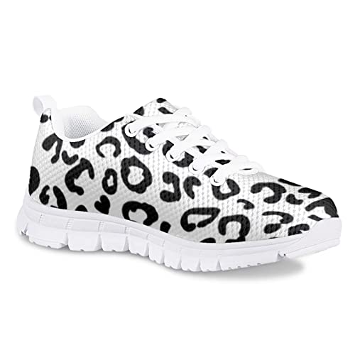 Girls Cute Tennis Shoes Cow Sunflower Leopard Print Casual Kids Sneakrs Lightweight Lace Up Soft School Athletic Running Shoes