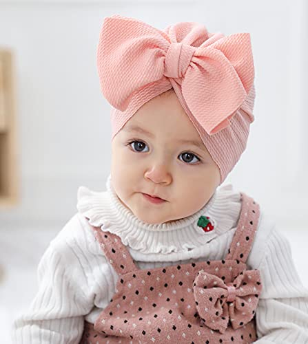 Cinaci 8 Pack Knotted Big Bowknot Hair Bow Turban Hats Beanie Caps Headwraps For Baby Girls Infants Toddlers Kids #TOP1