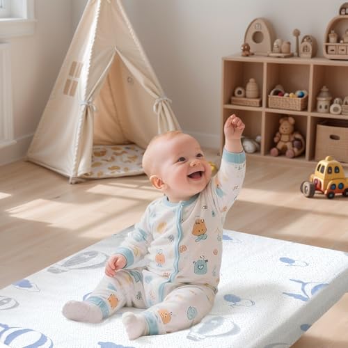 Image of Trifold Pack and Play Mattress, 38 inchx26 inch High Density Foam Pack N Play Mattresses for Baby Toddler, Foldable Portable Travel Crib Mattress for Pack N Play with Bag