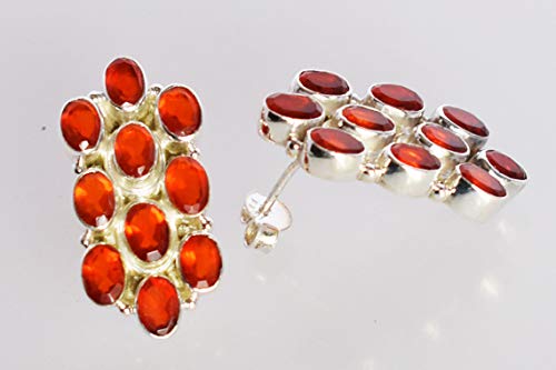 Boucles d'oreilles quartz rouge Saint-Valentin argent 925