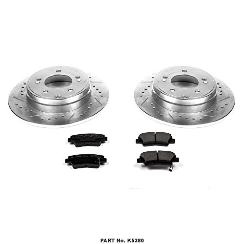 Image of Power Stop K5380 Rear Z23 Carbon Fiber Brake Pads with Drilled & Slotted Brake Rotors Kit
