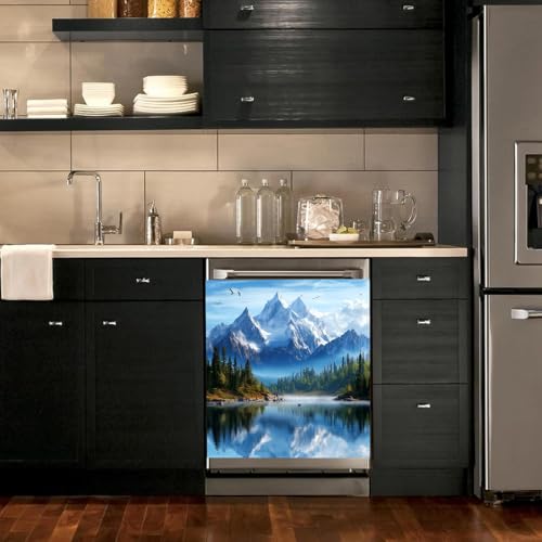 Image of BVBOX Dishwasher Magnet Cover 23 inchx26 inch, Reusable Magnetic Refrigerator Covers, Decorative Magnets Cover Fridge Door Skin Panel Stickers for Home Kitchen Appliance