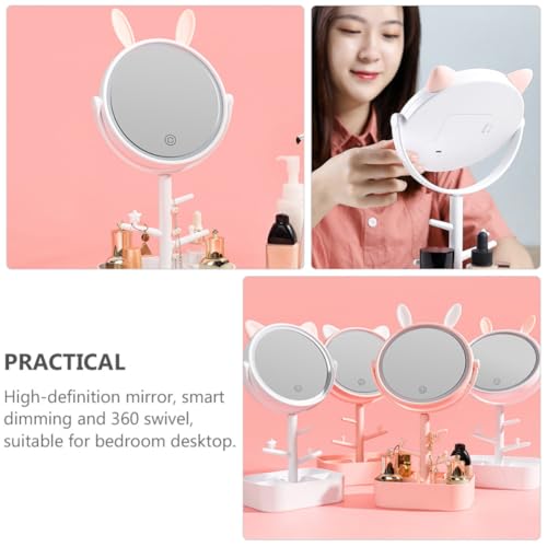 Miroir de maquillage USB rechargeable avec éclairage variable pour salle de bain