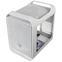 BitFenix Prodigy M 2022 mATX/Mini-ITX Gaming-PC-Gehäuse, RTX 3090 oder RX 6900 XT Ready, vertikale GPU und Wasserkühlung, gehärtetes Glas, USB 3.2 Typ-C und 2X USB 3.0 Typ-A, weiß