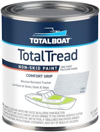 TotalBoat-520120 TotalTread Non-Skid Deck Paint, Marine-Grade Anti-Slip Traction Coating for Boats, Wood, Fiberglass, Aluminum, and Metals (Light Gray, Quart)