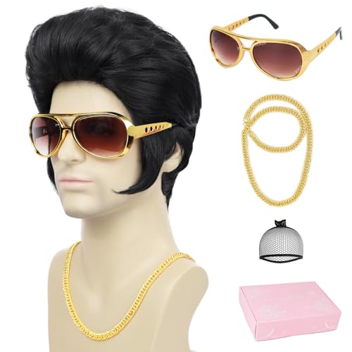 Kaneles Mullet Wigs for Men 80s Costumes Fancy Party Accessory Cosplay Halloween Wig (Light Brown)