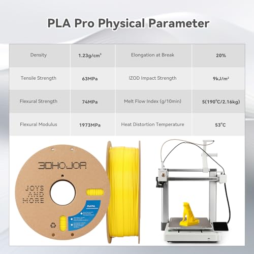 Image of 3DHoJor PLA+ Filament 1.75mm, 3D Printer Filament PLA Plus, Cardboard Spool 3D Printing Filament, Dimensional Accuracy + /- 0.03 mm, Yellow, 1kg