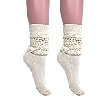 AWS/American Made Slouch Socks Women and Men Extra Tall Heavy Cotton Socks Size 9 to 11 (Ecru, 2)