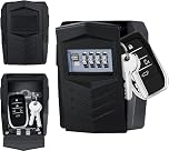 ZHEGE Large Key Safe Wall Mounted, Car Key Lock Box Outdoor for Over 10 Home Keys Storage, Weatherproof Keysafe with Built-in Key Hooks, 4 Digit Combination Key Box, Airbnb Lockbox (Black)