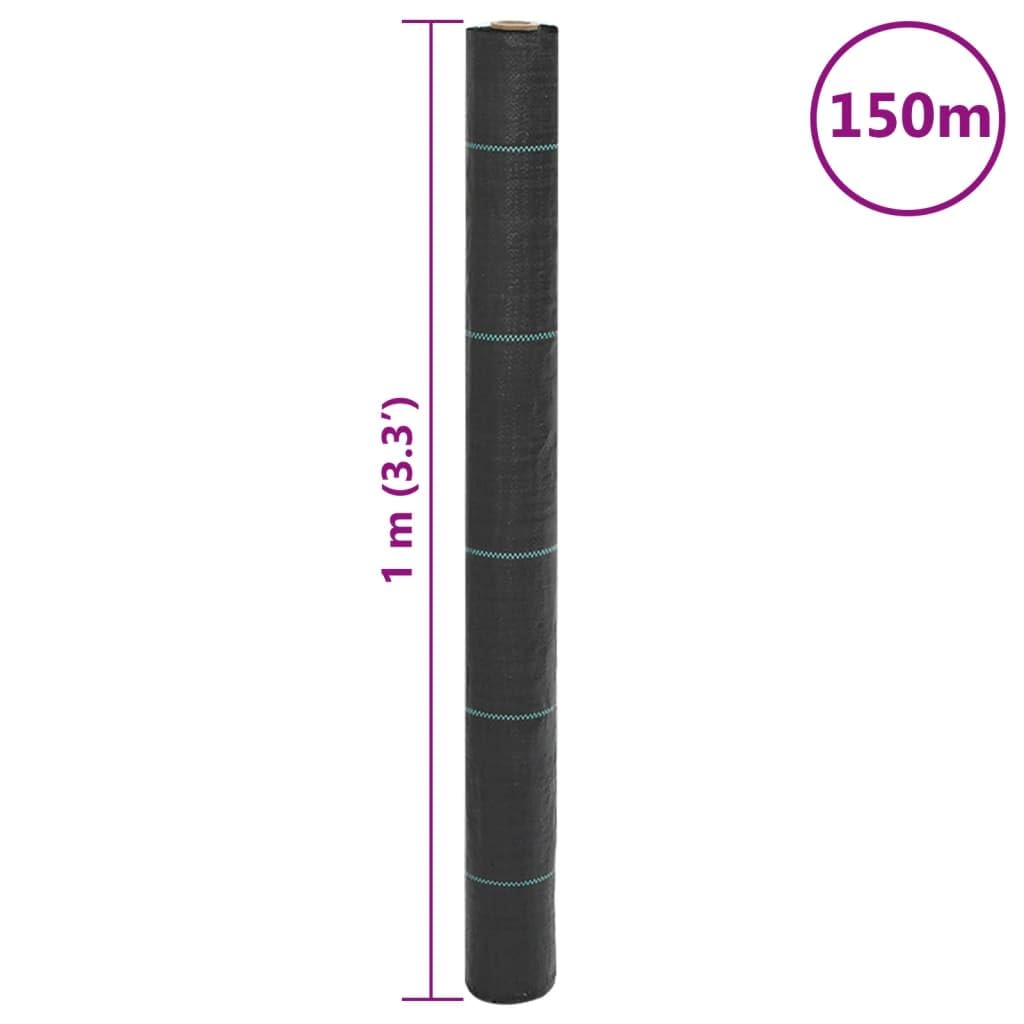 Unkrautvlies Schwarz 1x150 m aus reißfestem PP Gartenvlies, atmungsaktiv und wasserdurchlässig, Mulchvlies Bodengewebe für Hochbeet, Terrasse, Steingarten, Kiesbeet, Gewächshaus und Pflaster