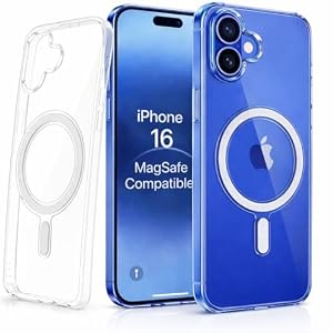 For iPhone 16 Case Clear Magnetic [Compatible with MagSafe] [Non-Yellowing] [Shockproof] Slim Transparent Protective Phone Cover 6.1 inch