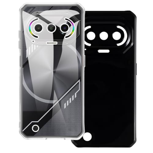 UOGNADGD 2�� TPU�P�[�X Fossibot F114 �Ƃ̌݊������� �X�}�z�J�o�[ - �ϏՌ��t���L�V�u���ی�A�N�Z�T���[ �����J�b�g���H (�N���A+�u���b�N)