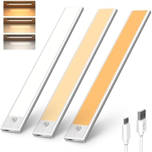 Lot 3 Lampes Détecteur Mouvement Placard LED Rechargeables - Télécommande, Luminosité Réglable, Éclairage Cuisine, Couloir, Escalier