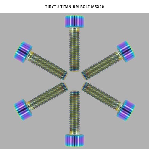 Image of Titanium Bolts M5x20, Rainbow, 6PC | Lightweight Hex Socket Screws, MTB /Road Bike /Motorcycle, Corrosion Resistant, Marine Grade Fasteners