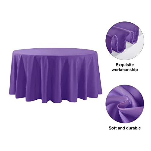Round Tablecloth - 120 Inch Round Tablecloth - Stain And Wrinkle Resistant Washable Polyester Table Cloth, Decorative Fabric Table Cover For Dining Table, Buffet Parties And Wedding, Purple #TOP4