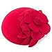 Flower Womens Dress Fascinator Wool Pillbox Hat Party Wedding A083 (Red)