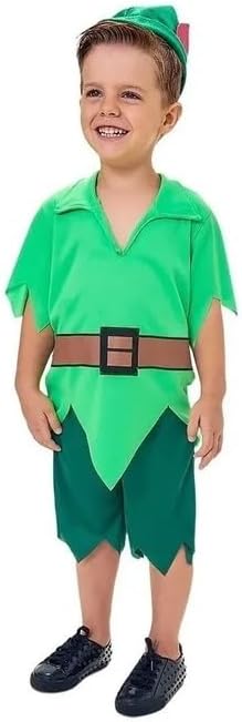 Fantasia Peter Pan Menino Carnaval Festa Com Chapéu (P)