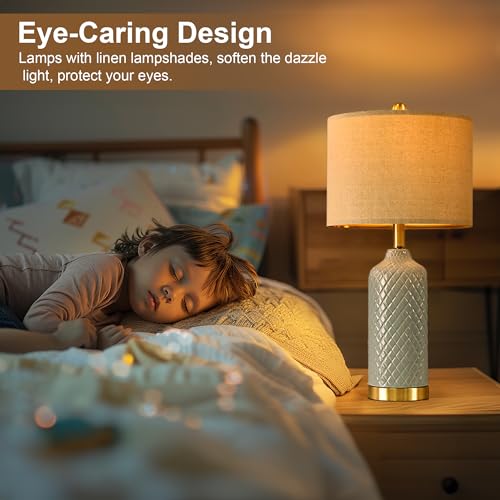 G-SAFAVA 24.25" Modern Ceramic Blue Table Lamps Set of 2 for Living Room, Farmhouse, Bedside, Coastal Bedroom, Side & End Tables - Image 4