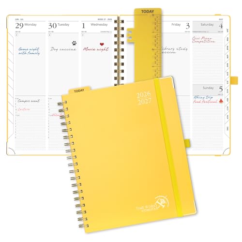 POPRUN 2026-2027 Academic Year Weekly and Monthly Planner Calendar,Jul 2026 - Jun 2027，10" x 8"， Daily Agenda Book & Appointment Book with Hourly Schedule, Tabs, Hardcover, School and Office