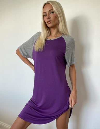 Image of Ekouaer Sleep Shirts for Women Short Sleeve Night Shirts for Sleeping Pullover Nightgown Soft Nightdress S-XXXL