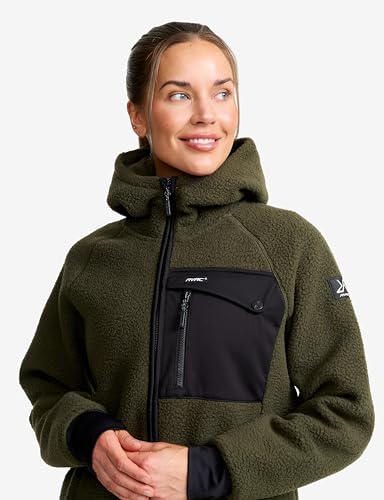 RevolutionRace Sherpa Hoodie für Damen, Outdoor Fleecejacken perfekt für Wanderungen und Outdoor-Abenteuer, Forest Night, M