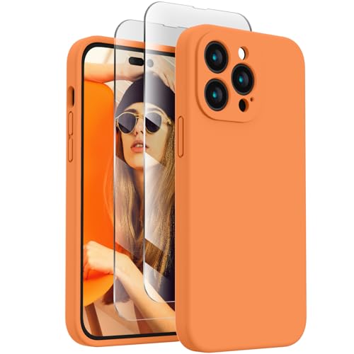 Image of FireNova Designed for iPhone 14 Pro Case, Silicone Upgraded [Camera Protection] Phone Case, Soft Anti-Scratch Microfiber Lining Inside, 6.1 inch,Kumquat