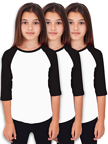 Image of Hat and Beyond Kids Raglan Jersey Child Toddler Youth Uniforms 3 /4 Sleeves T Shirts