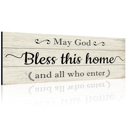 May God Bless This Home Sign Solid Wood Christian Wall Decor 13.8 Inch