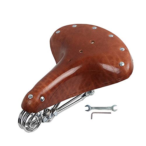 Selle de vélo en cuir véritable vintage marron pour un confort haut de gamme