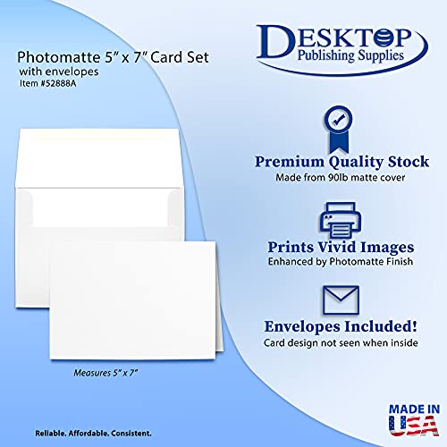 5" X 7" - Blank Inkjet Photo Matte Card Sets (40 Cards & Envelopes) #TOP1