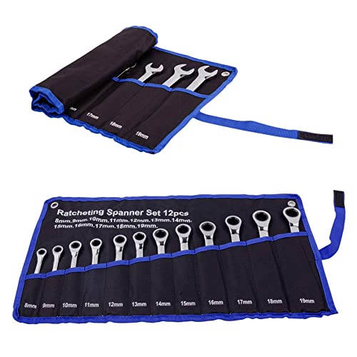 Qnkaa Ratchet Wrench Set Metric Spanner Kit 12 Piece 8-19Mm, Roll Bag Packed, Perfect For Home, Bike, And Car Repair #TOP5
