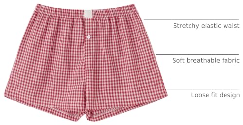 Image of Womens Boxer Shorts Gingham Y2k Pajama Cute Plaid Striped Print Lounge Sleep Shorts