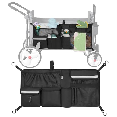 ORKELS Stroller Wagon Cargo Net, Compatible with WONDERFOLD All W-Series Models, Stroller Wagon Accessories Organizer with Multi-Pockets, Large Capacity Cargo Storage Net, Black