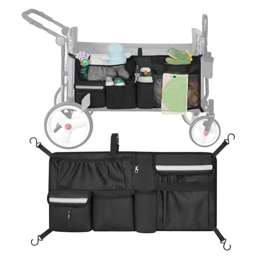 ORKELS Stroller Wagon Cargo Net, Compatible with WONDERFOLD All W-Series Models, Stroller Wagon Accessories Organizer with Multi-Pockets, Large Capacity Cargo Storage Net, Black