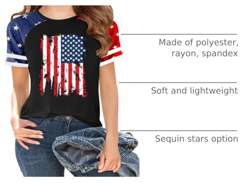Image of Ithalt Boys Girls USA Shirts Kids 4th of July Shirts American Flag Tshirt Patriotic Top Independence Day Outfit 5-13y